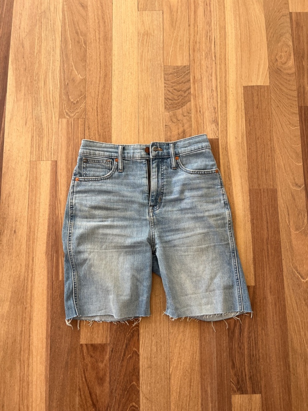 Madewell Light Blue High-Rise Cutoff Denim Shorts
